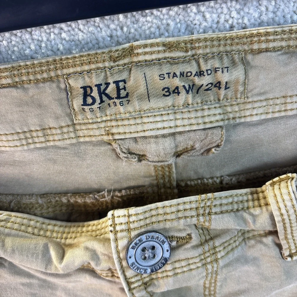 BKE Shorts Men's 34 Starfish Brown Rocky Chino Buckle Preppy Distressed Stretch - Picture 3 of 8